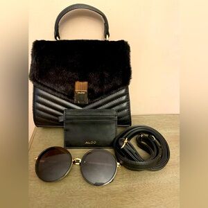 NEW ALDO Faux Fur Crossbody Bag + Free Gift (Sunglasses shown)